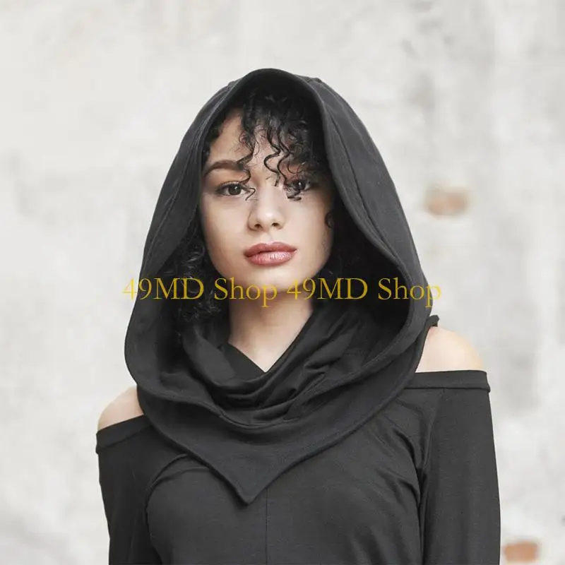 49MD Hooded Hat Scarf  Hooded Balaclava Face Mask Men Medieval Hat With Veil