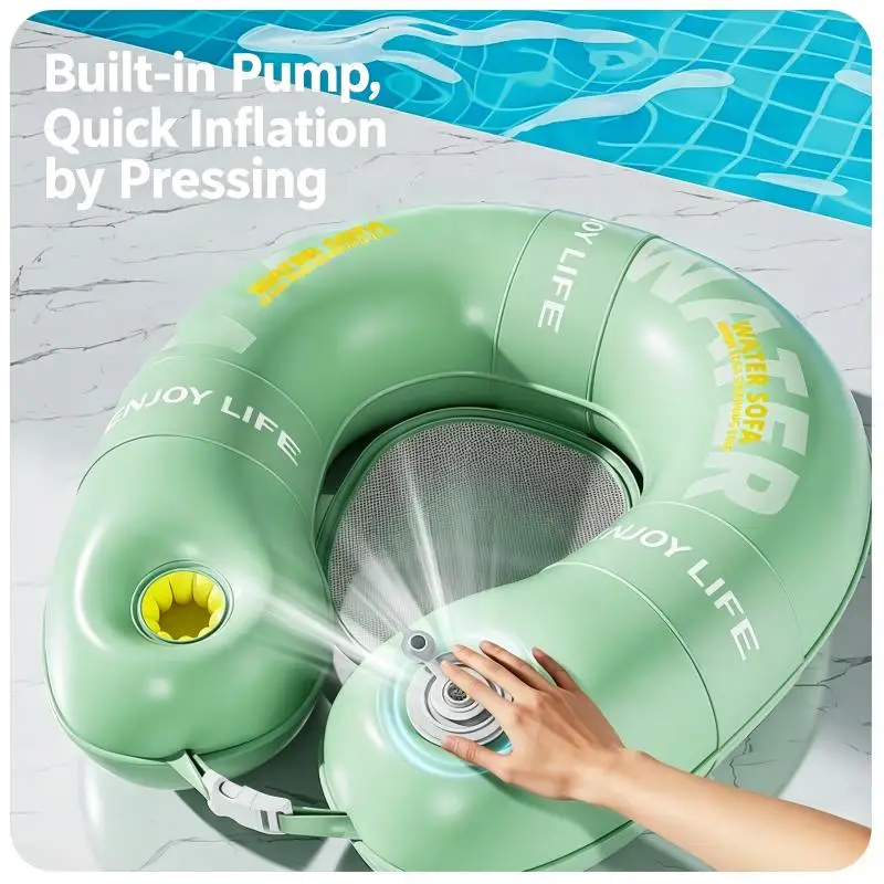 U Shape Press Inflatable Hammock Thick PVC Adult Water Sofa Float Mattress Outdoor Pool Lake Beach Floating Entertainment Toy view 6