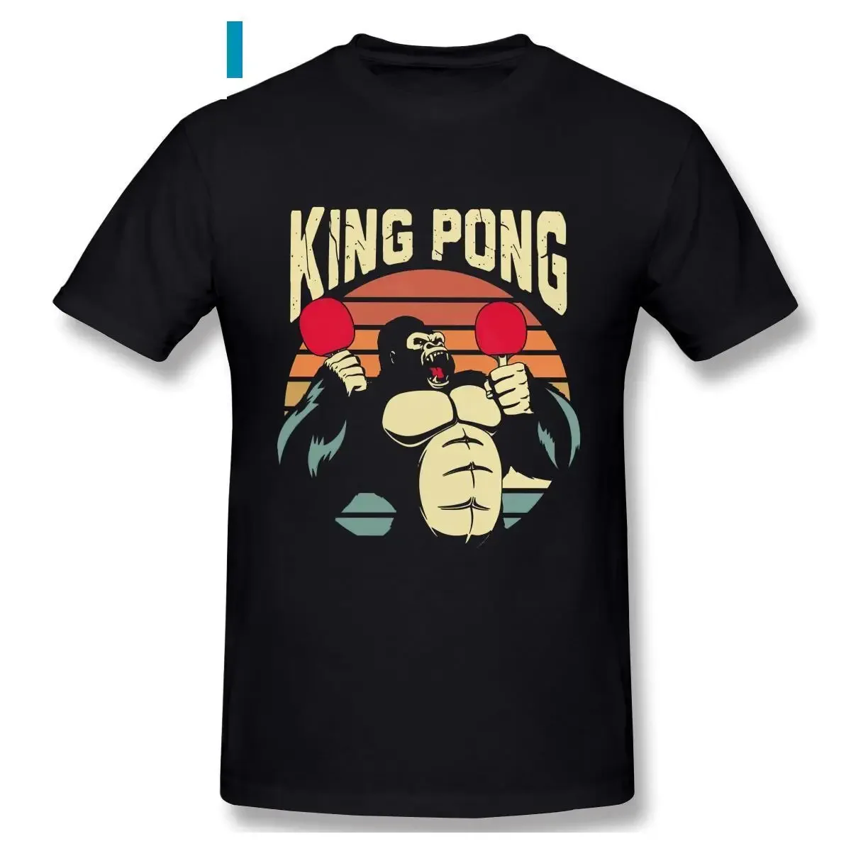 Funny King Ping Pong T-shirt Mens Short Sleeved 100% Cotton Tee Shirts Crew Neck Tops Table Tennis Paddle Tshirts Gift Idea