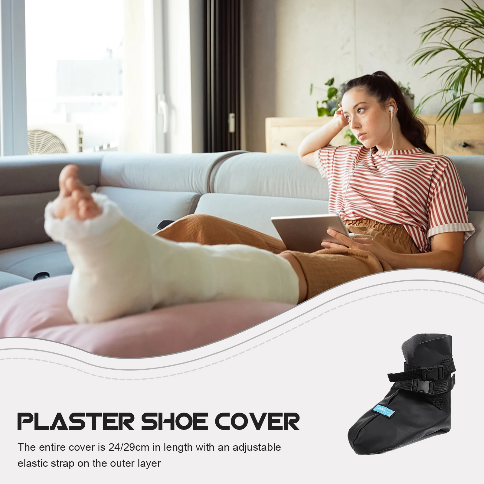 

Plaster Warm Shoe Cover Waterproof Protector for Broken Toe Durable Straps Non Skid Tread Lightweight Boot for Men Women