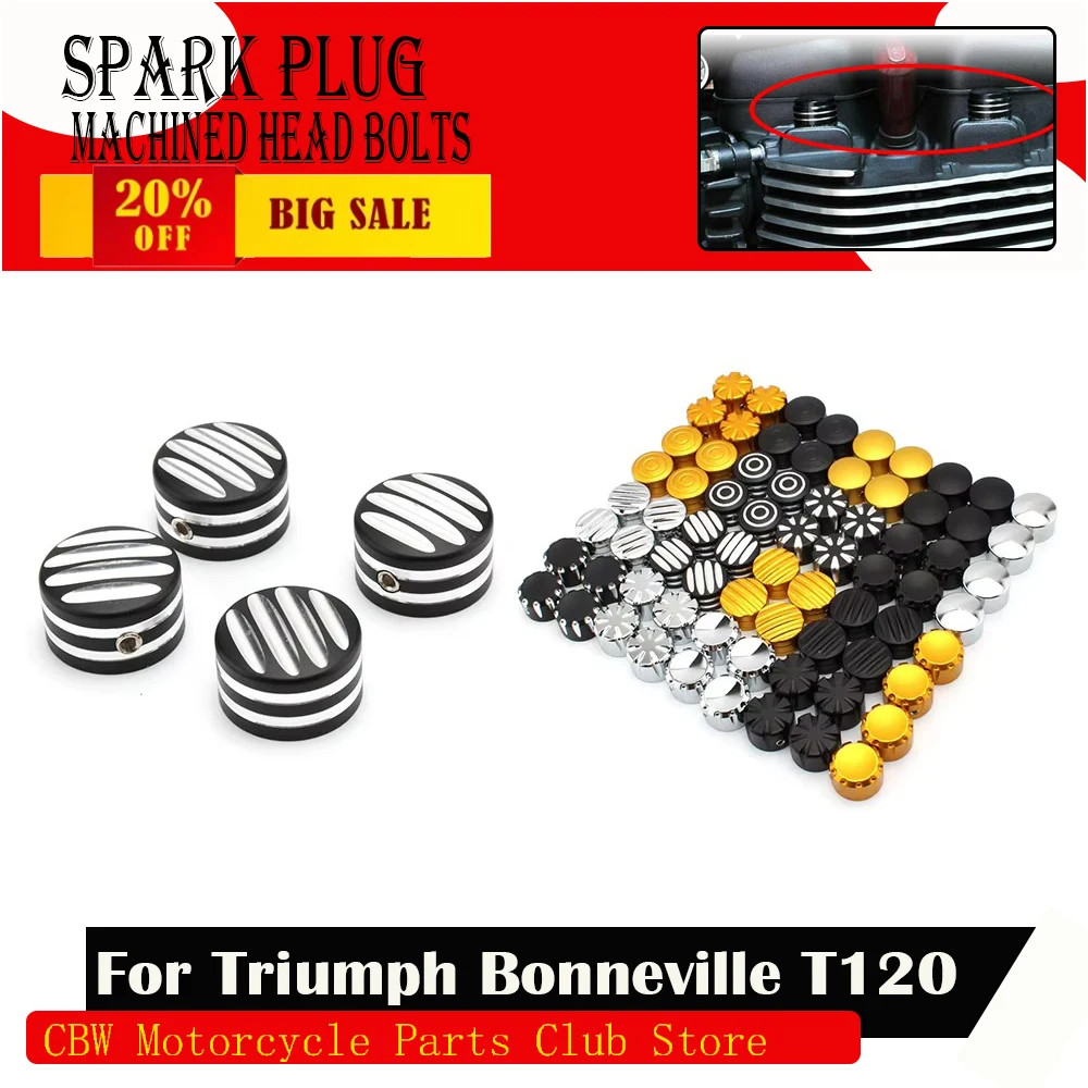 

4pcs Black Thruxton R Street Twin Cup Scrambler Spark Plug Machined Head Bolts Caps Screws Nut Cover For Triumph Bonneville T120
