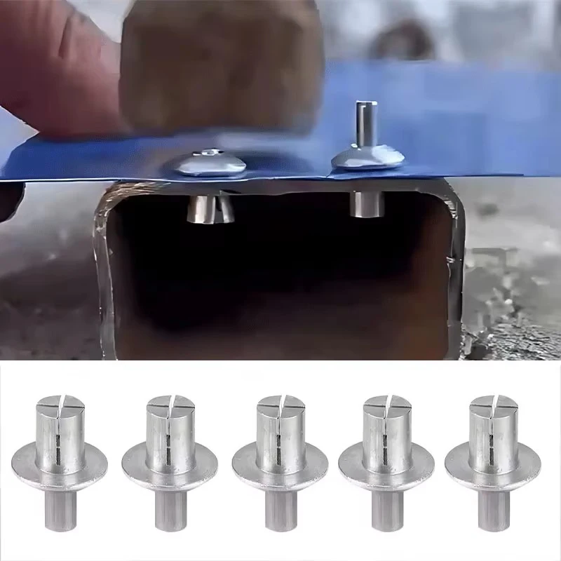Creamily 50Pcs/100Pcs Aluminum Core Rivets Hammer Drive Expansion Round Head Rivet Knock Type Fasteners Shock Rivets Screws