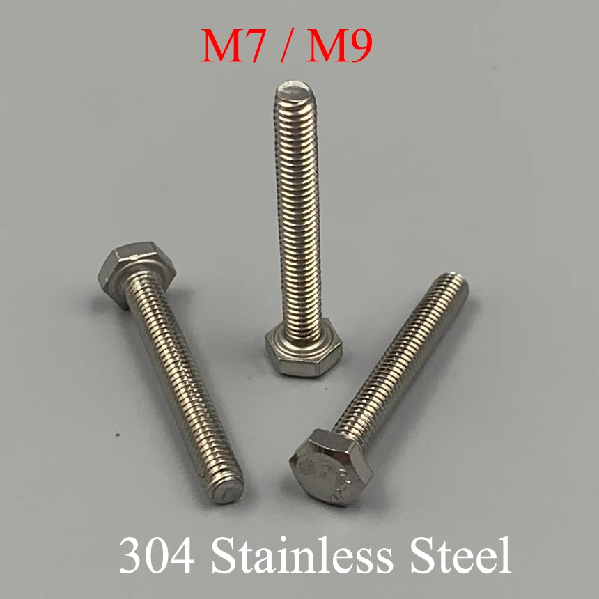 M7 M9*10mm 16mm 20mm 25mm 30mm 35mm 40mm 45mm 50mm 80mm Length 1mm Pitch 304 Stainless Steel Bolt External Hexagonal Hex Screw