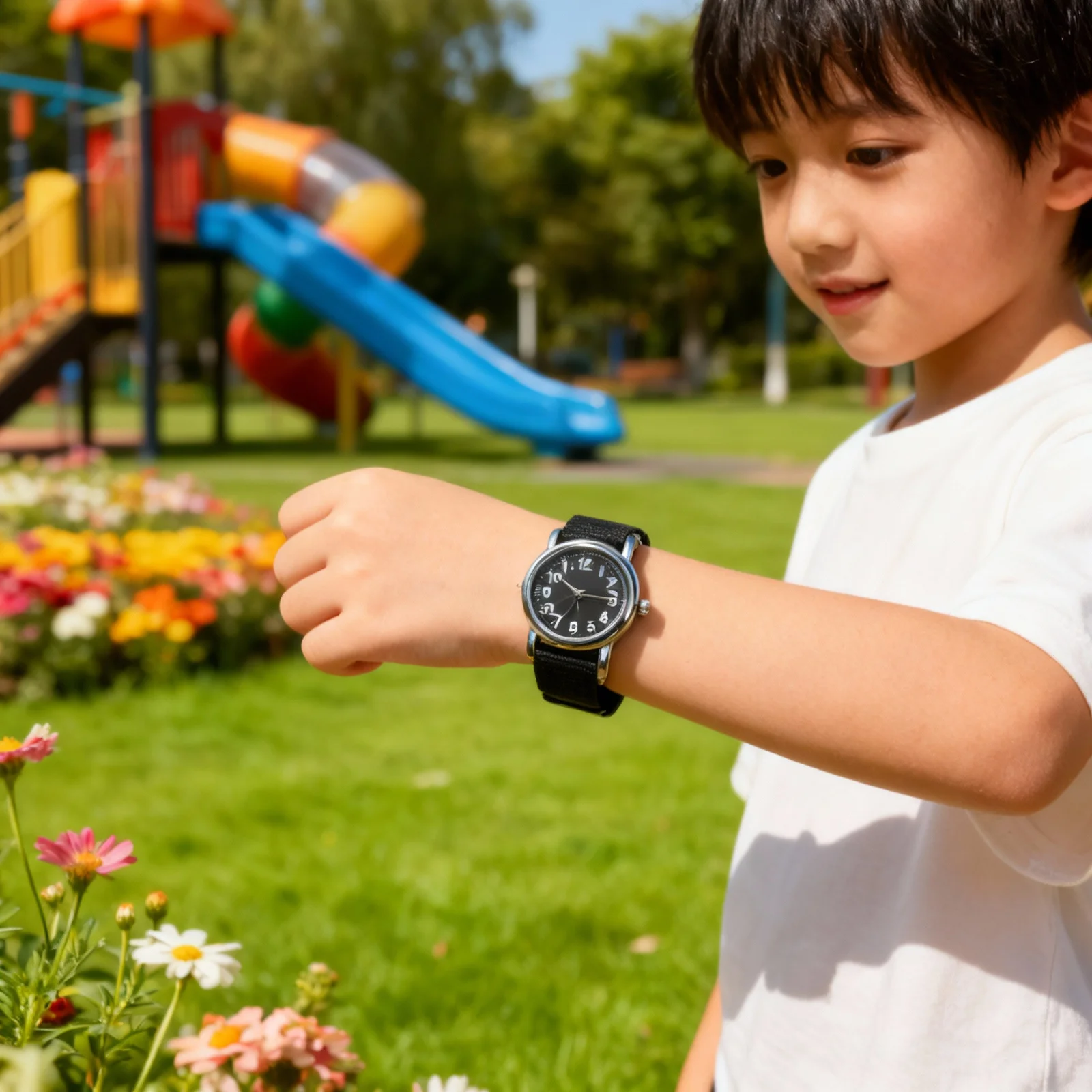 

Kids Waterproof Watch Black Mesh Band Quartz Movement Cartoon Design For Children Wristwatch Sports Kids Watches