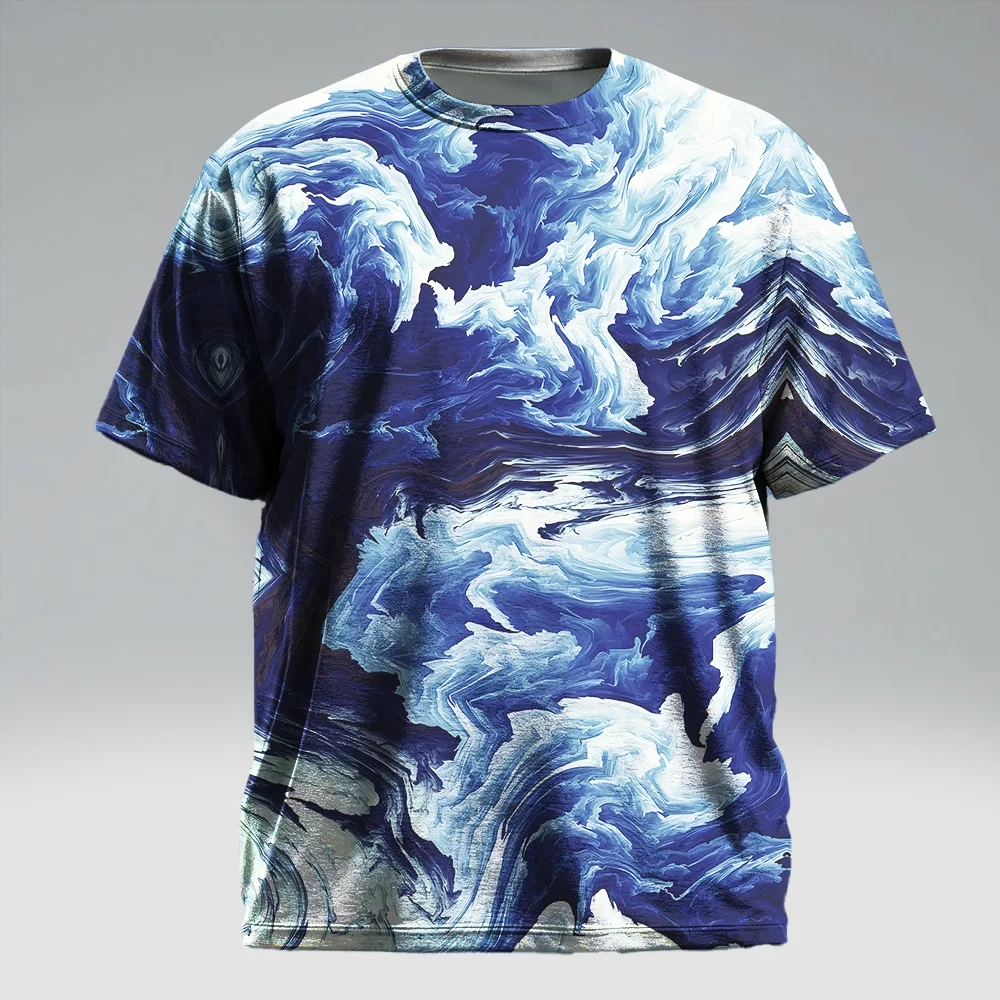 

S-9xl plus size Men's - Visual Short Sleeve T-Shirt: Modern Bold - Durable Material, Subtle Neon Gradients, Breathable,