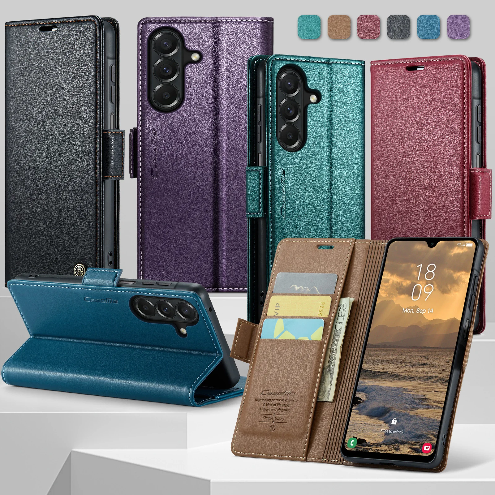 CaseMe Luxury Magnetic PU Leather Phone Case For Samsung Galaxy A27 Shockproof Card Holder Pocket Cover For Samsung Galaxy A27