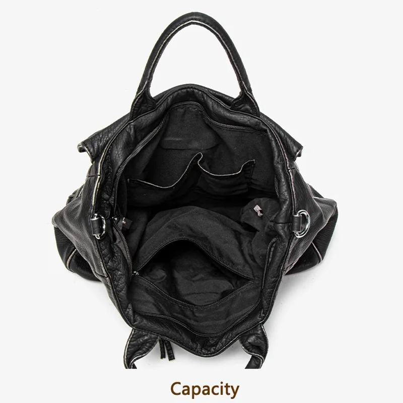 Venn Angel Women's Vintage Motorcycle Style Soft PU Leather Handbag,LargeTote Crossbody Shoulder Bag with Belt Buckle Decoration