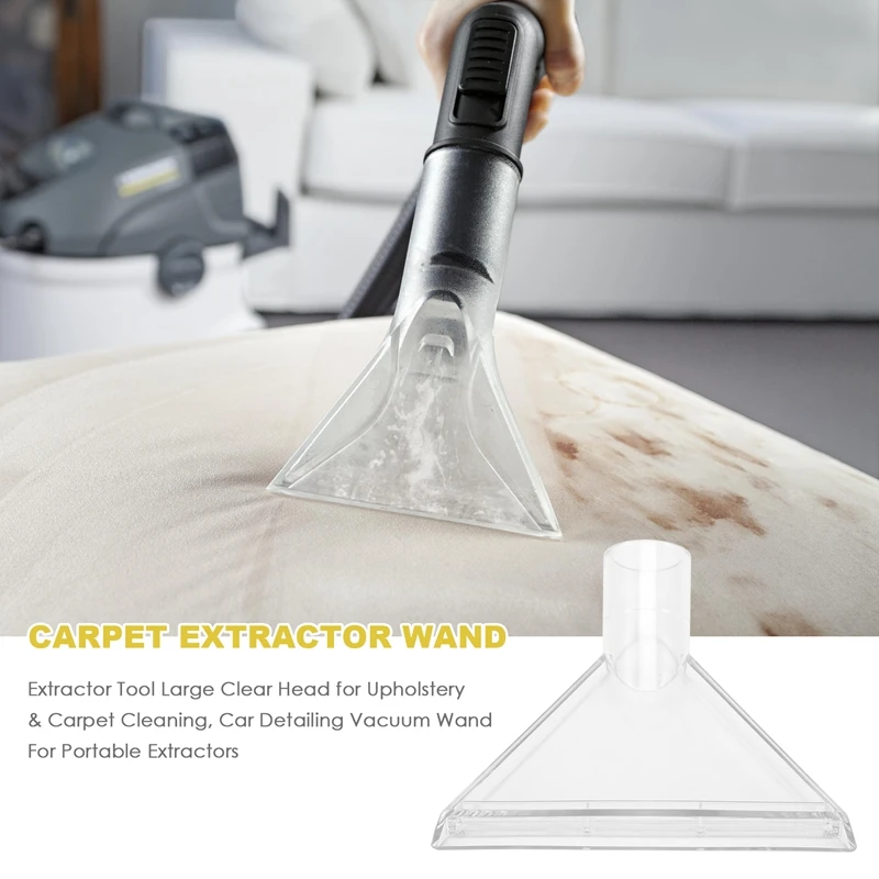 Extractor Tool Large Clear Head For Upholstery & Carpet Cleaning, Car Detailing Vacuum Wand For Portable Extractors