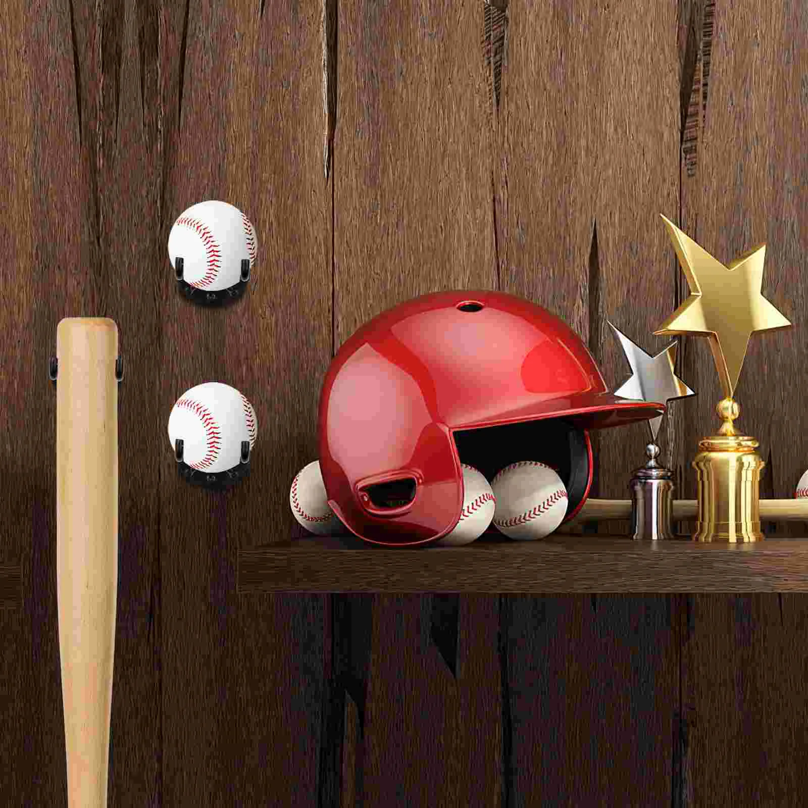 6 Pcs Household Hook up Display Shelves Baseball Wrought Iron Bat Wall Mount Holder