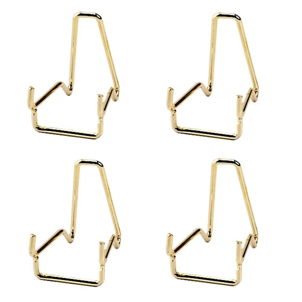 4 Pcs Plate Rack Ore Display Bracket Iron Stands Bases Crystal Mineral Golden Stone