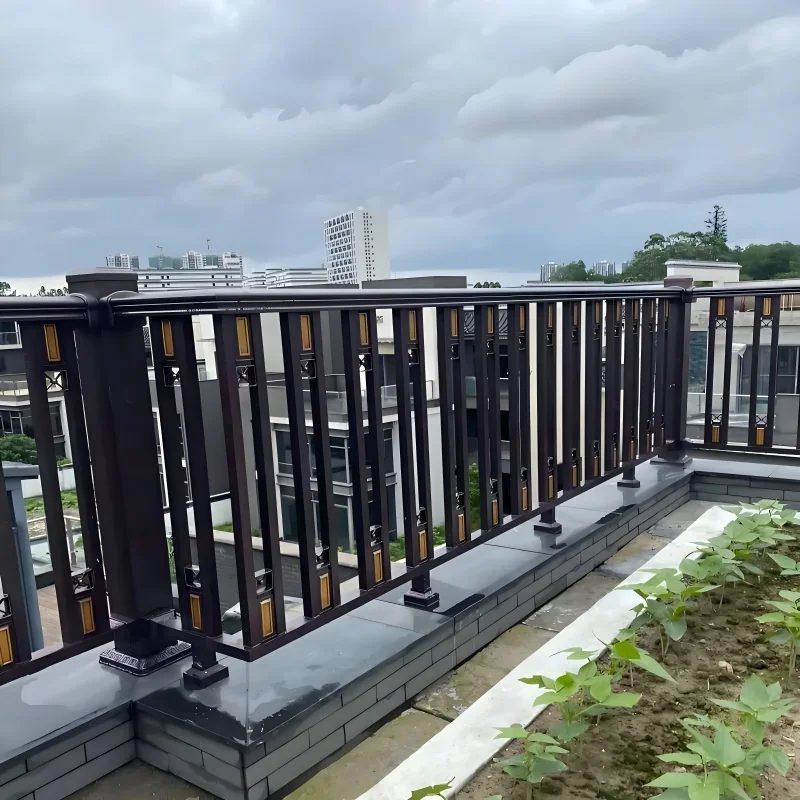 التخصيص درابزين شرفة الأنابيب المجلفنة تصميم فيلا فاخرة سياج درابزين الحجر الزخرفية في الهواء الطلق #3