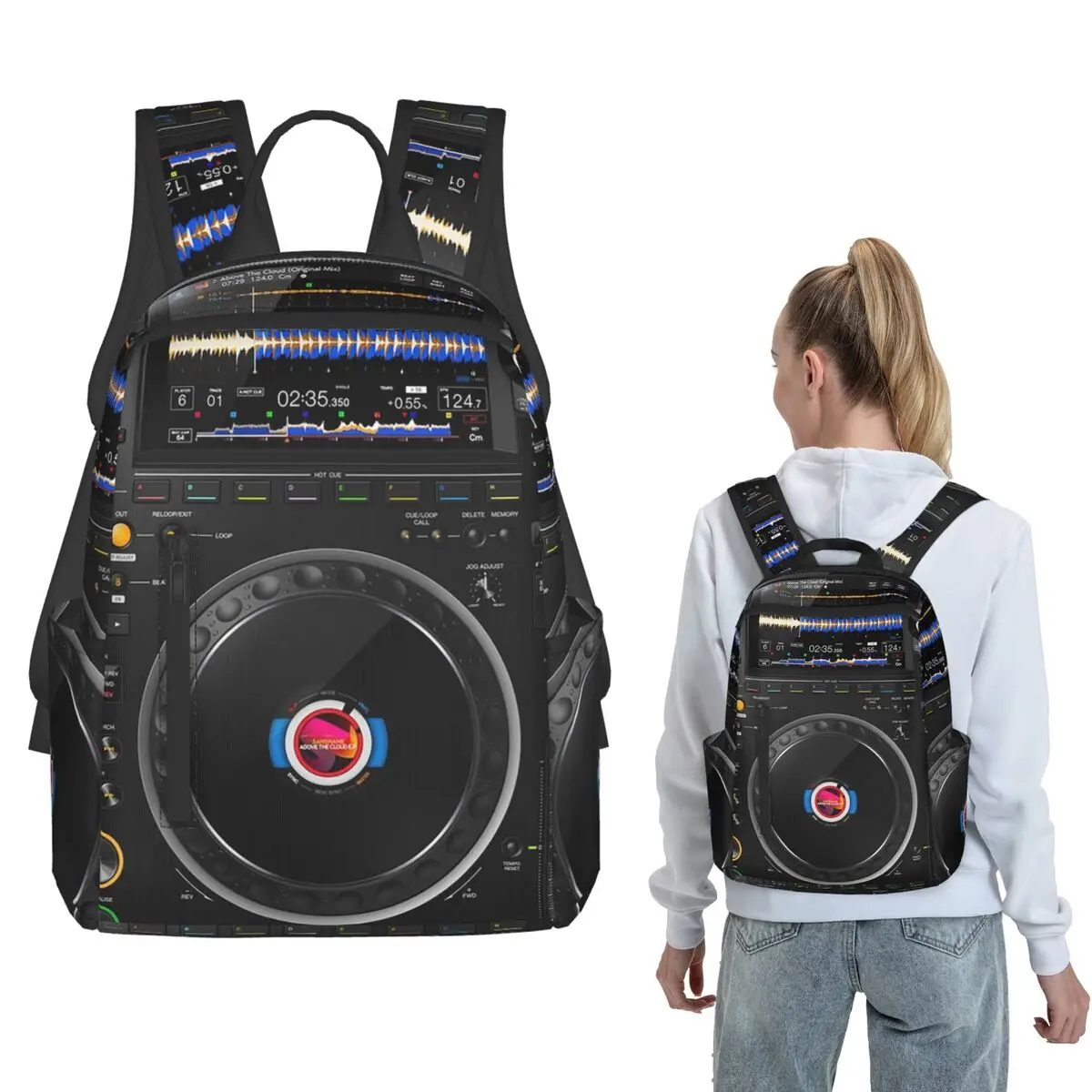 Pioneer DJ CDJ3000 Multi Format Player Backpack Large Capacity Boys Girls BookBag School Bag Shoulder Bags for Men Women