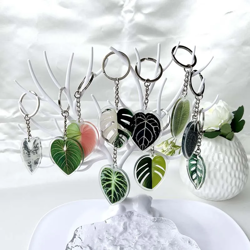 Plant Acrylic Phone Lanyard Fashion Pendant Simulation leaves  keychain