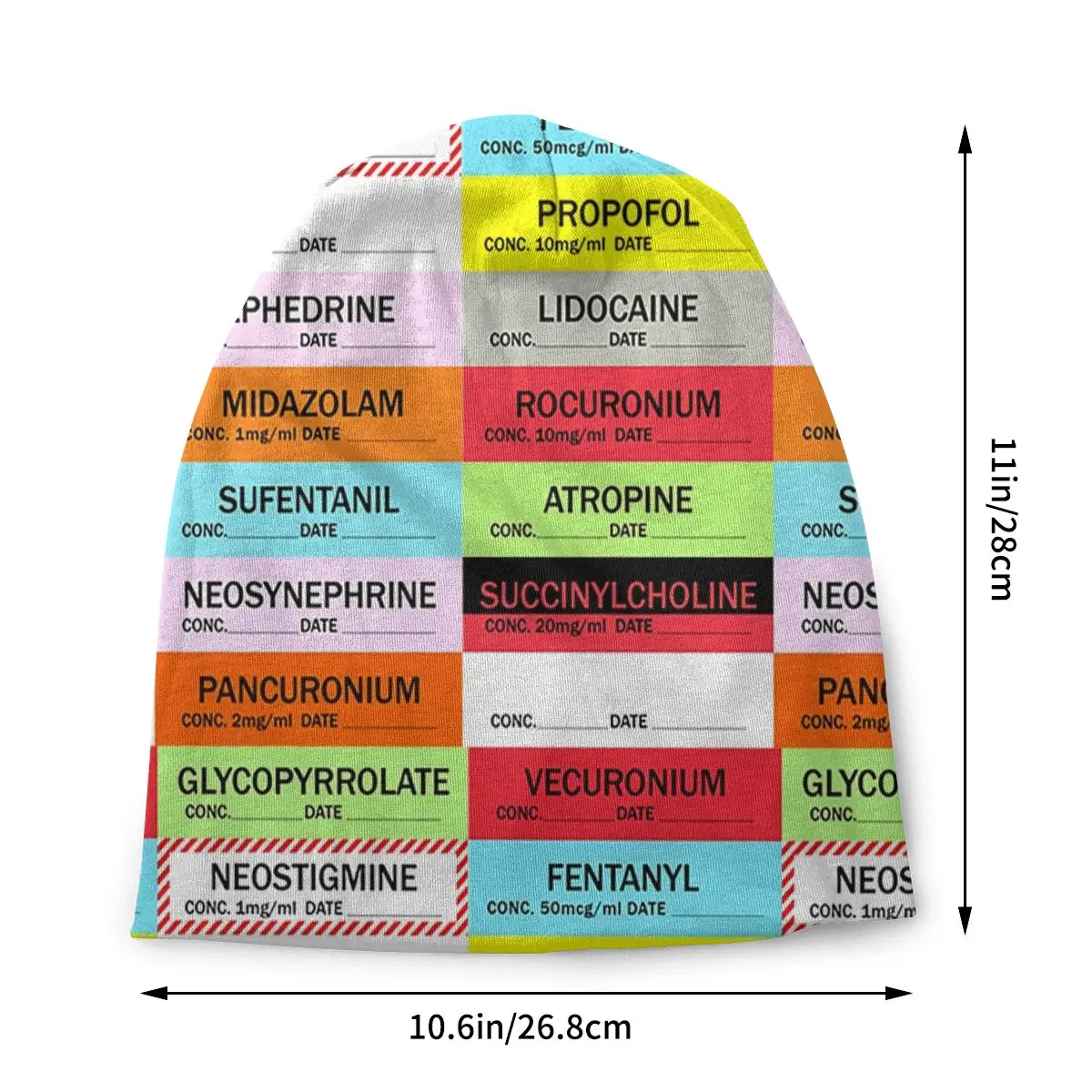 Czapka unisex niestandardowa ciepła czapka z dzianiny pielęgniarka medyczna znieczulenie etykiety na leki Skullies czapki czapki dla dorosłych