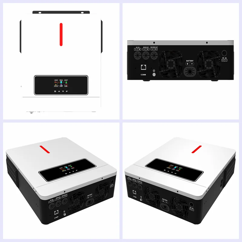 ECGSOLAX 6.2KW عاكس شمسي هجين 48 فولت 230 فولت تيار متردد مدمج في 120A وحدة تحكم MPPT مخرج مزدوج خارج الشبكة شاحن عاكس هجين 6200 وات