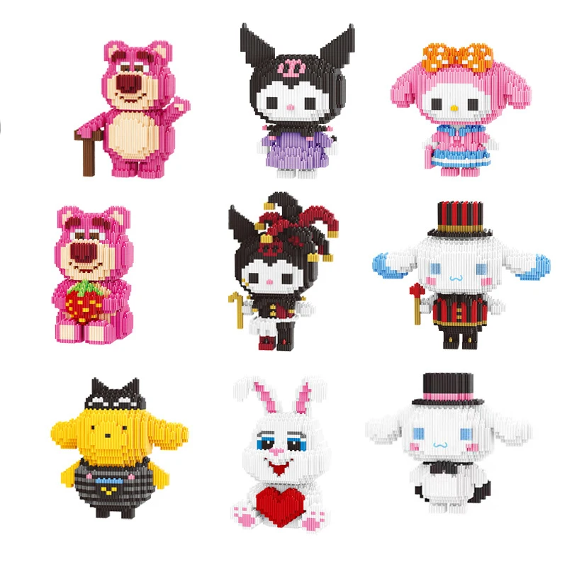 

Linkgo Connection Building Blocks Sanrio Kuromi Cinnamoroll Melody Pom Pom Losto Diamond Bricks Figure Toys For Christmas Gift