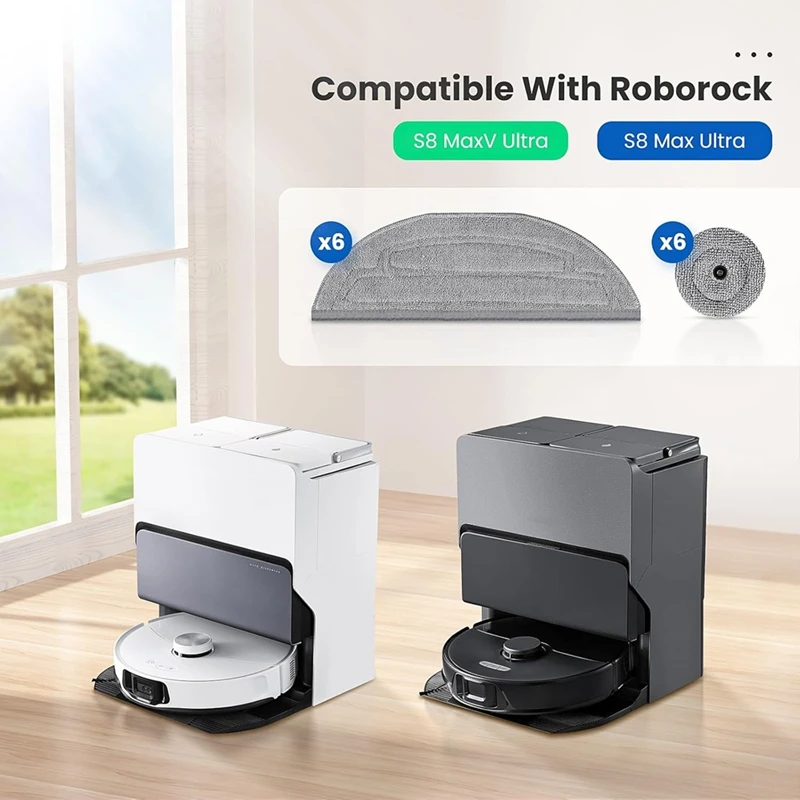 Doekjes voor Roborock S8 Maxv Ultra robotstofzuiger, doekjes en zijwissers, zilverionenmicrovezel Vibrarise 3.0 afvegen