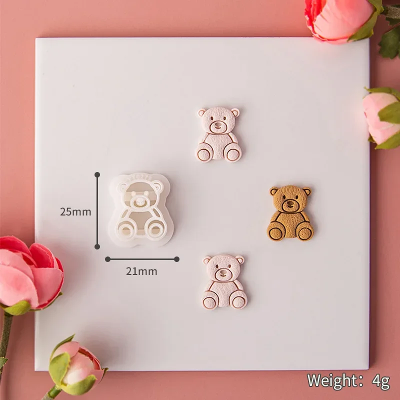 Cartoon Bear Polymer Clay Cutter Cute Bear Earring Soft Pottery Clay Molds DIY Earring Jewelry Pendant Making Clay Cutting Tools