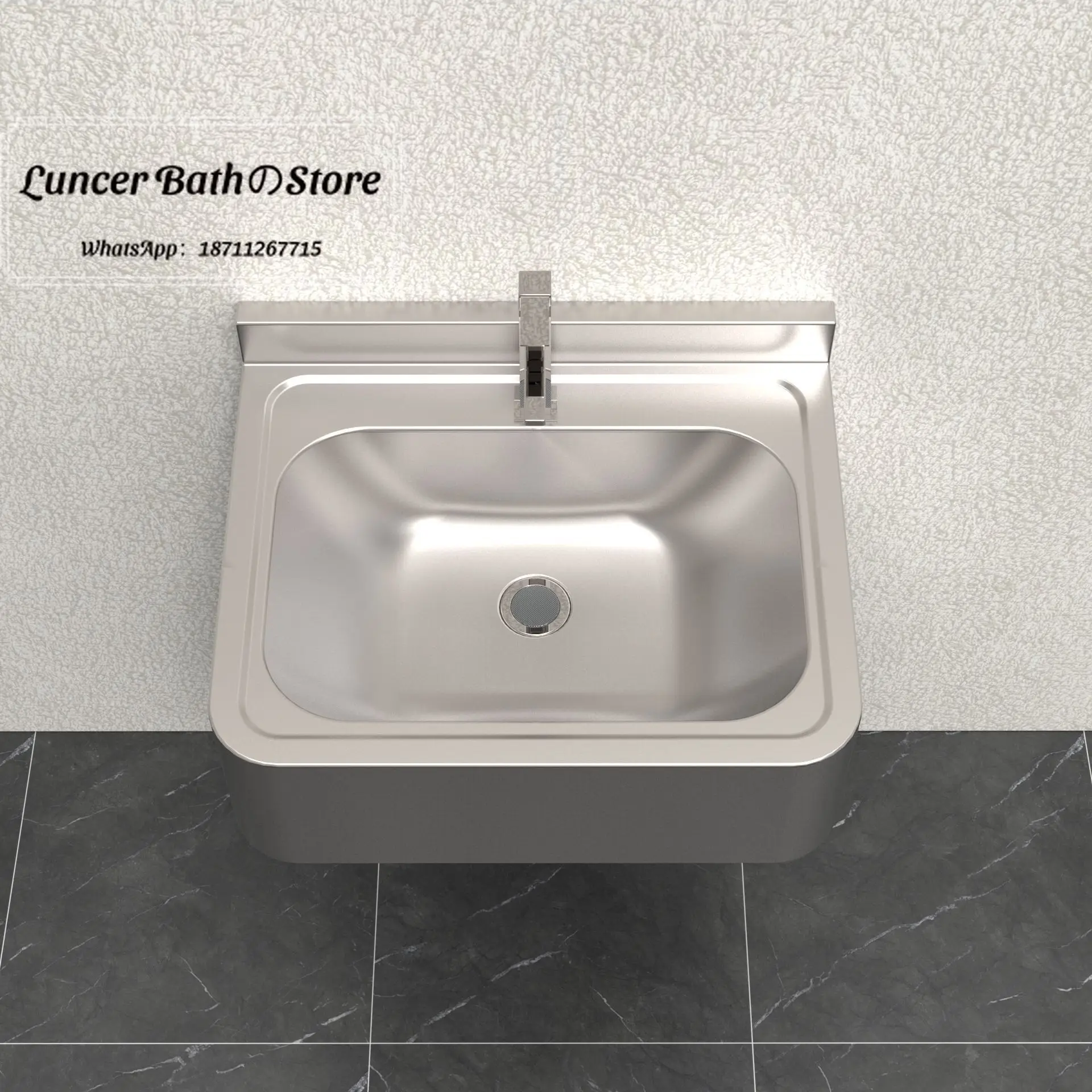 304 stainless steel rounded-edge anti-knock suspended stainless steel washbasin