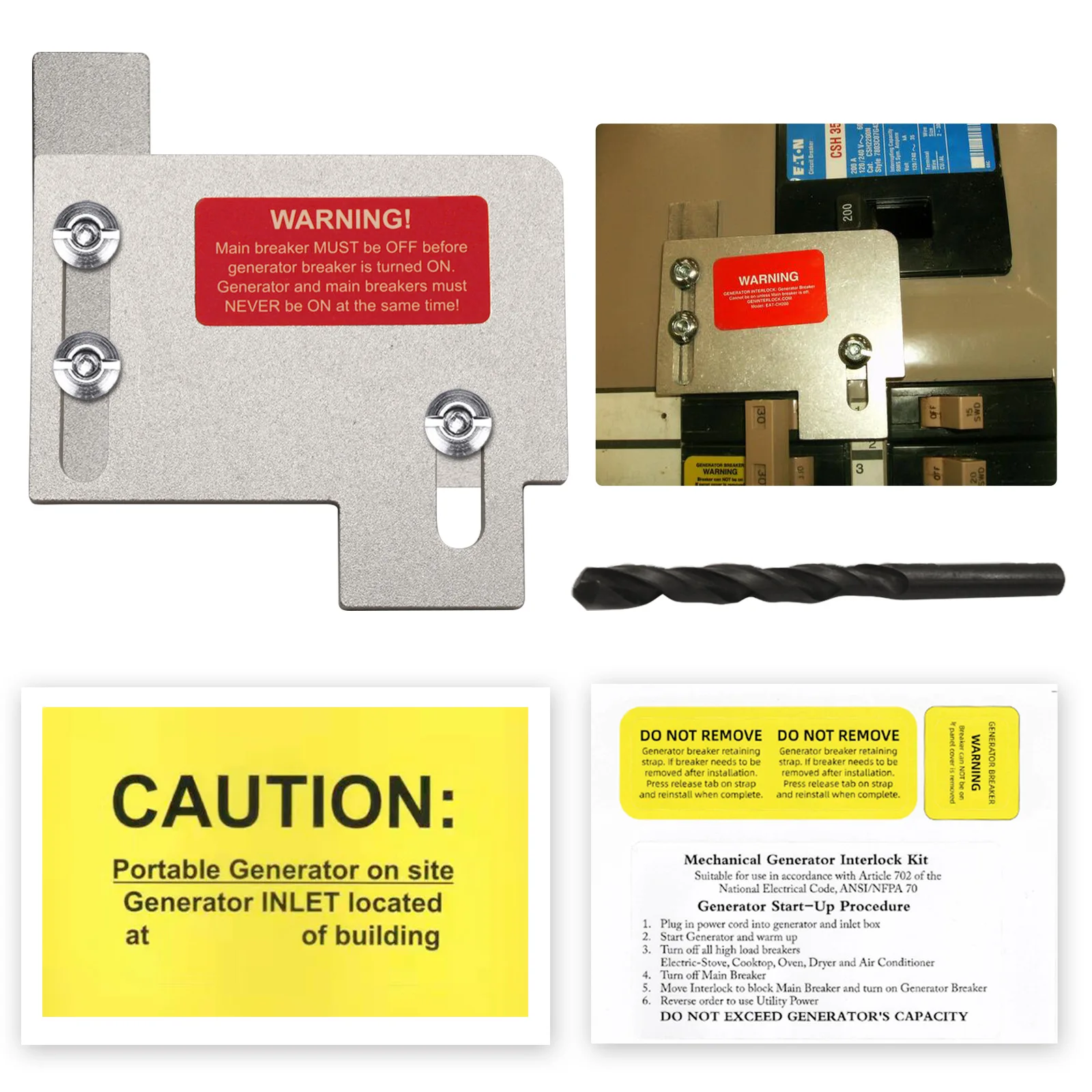 Generator Interlock Kit Compatible Eaton Cutler Hammer For CH Series Panels for TAN Breaker 150 Amp and 200 Amp Load