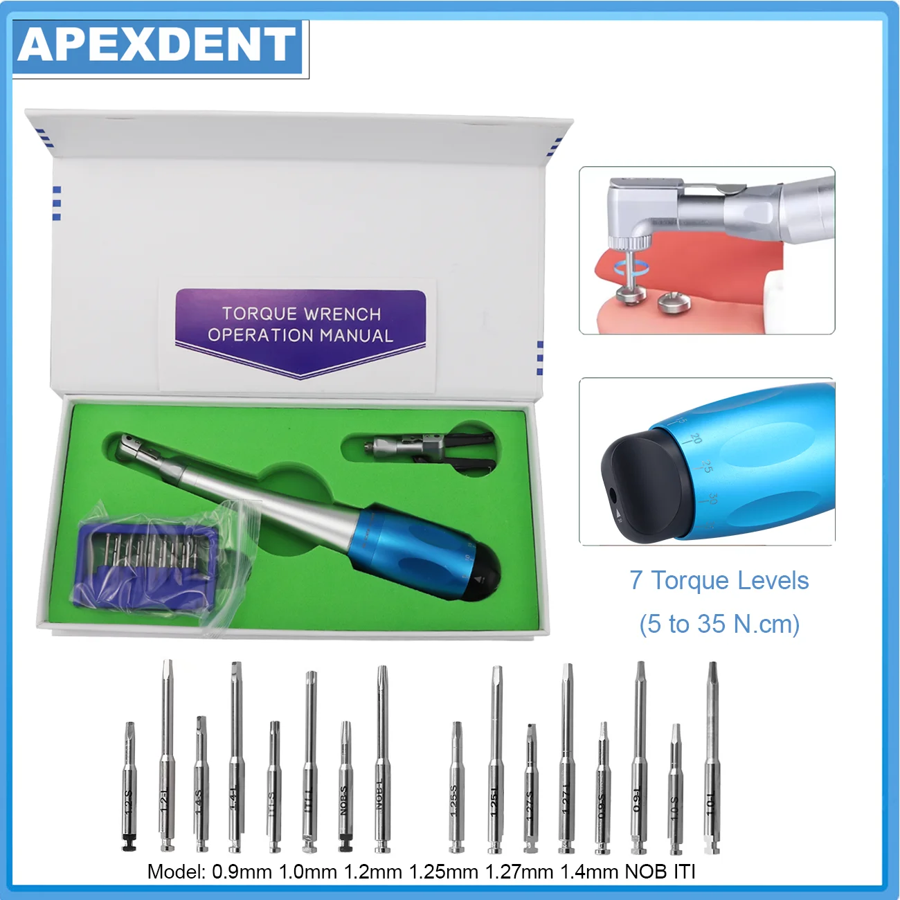 Dental Implant Torque Wrench Kit 5-35N.cm Ratchet Wrench With 16Pcs Screwdrivers Universal Dentistry Prosthetic Restoration Tool