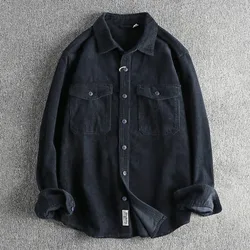 2024 Early Fall Fashion New Corduroy Men's Shirt Vintage Long Sleeve Work Shirt Rewashed Casual Shirt