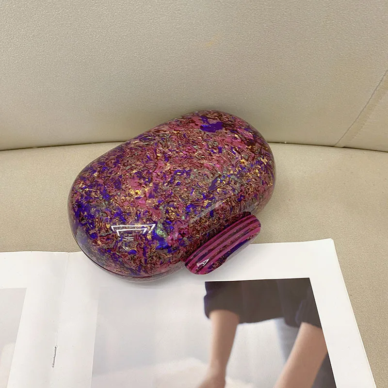 Luxury Handbags For Women Marble Beige Acrylic Box Clutches Evening Bags Summer lady Vintage Fashionable Crossbody Female Purse view 4