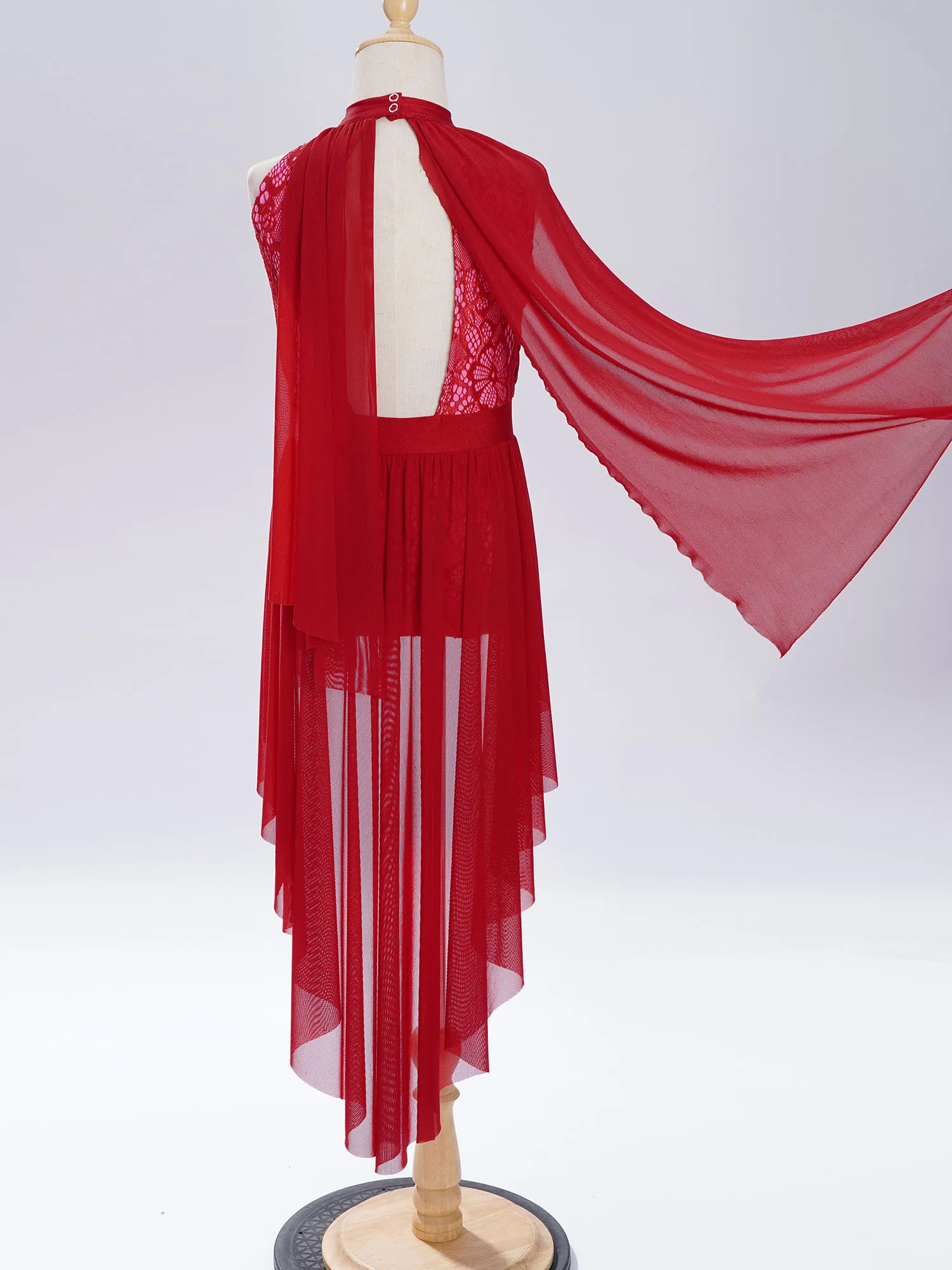 6-16Y الفتيات الحديثة ملابس رقص غنائية أكمام الدانتيل شبكة يوتار فستان الشكل التزلج الجمباز البهلوانية الباليه ارتداءها #4