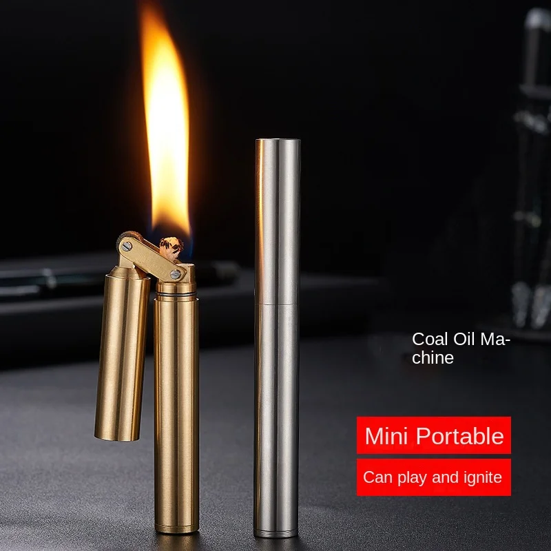 Unusual Metal Windproof Cigarette Lighte Kerosene Flint Flames Lighters Smoking Accessory Butane Decompression Gadgets for Men