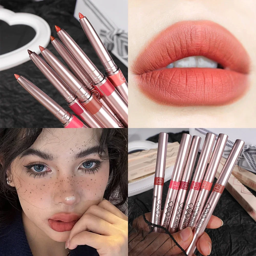 Lápis de batom fosco impermeável, lipliner nu, batom de contorno, copo antiaderente duradouro, maquiagem sexy, vermelho, cosméticos rosa