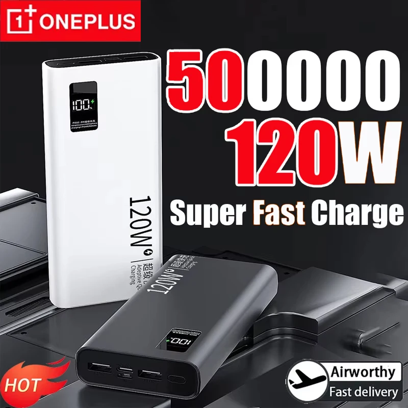 Oneplus Power Bank 120 Вт 500000 мАч Power Bank высокой емкости Быстрая зарядка Портативное зарядное устройство для iPhone Samsung Huawei