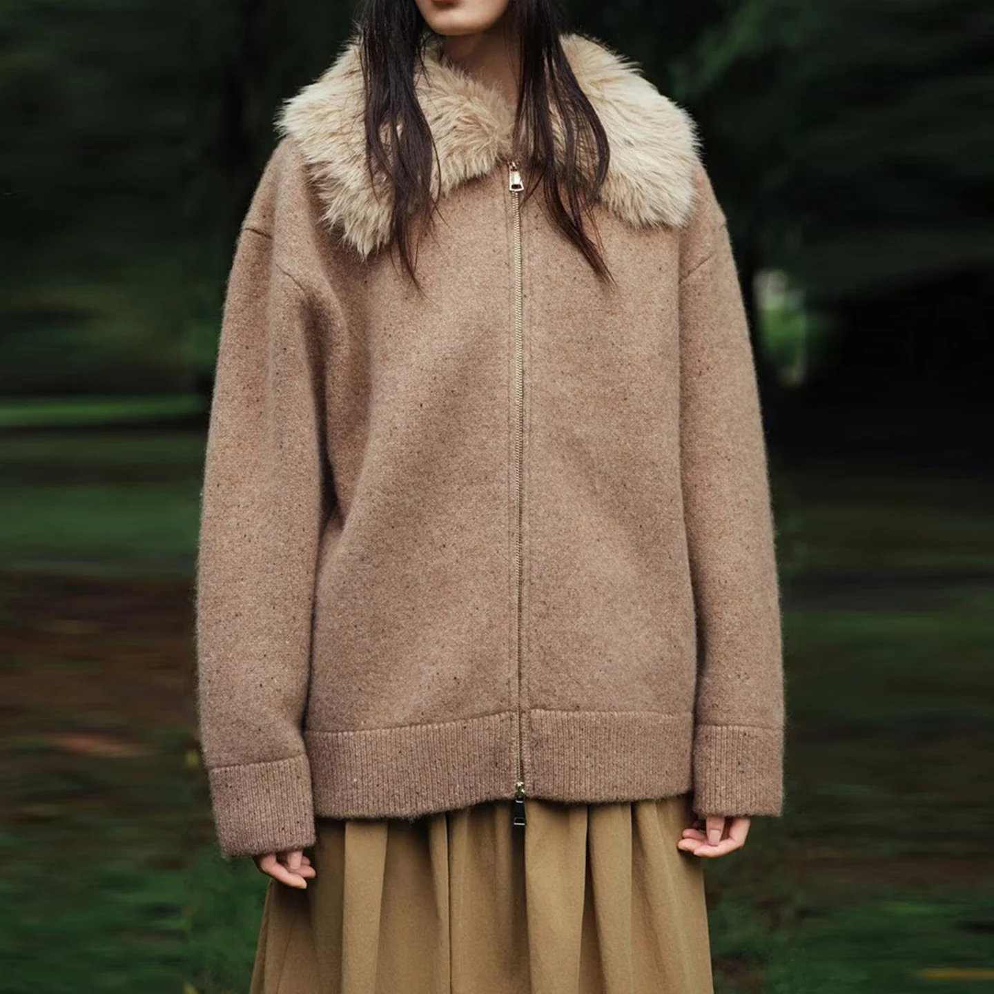 2025 otoño nueva mujer Jaet Stand Collar piel sintética efecto abotonado abrigo ort viaje Sle Stand Fit Z abrigo de mujer