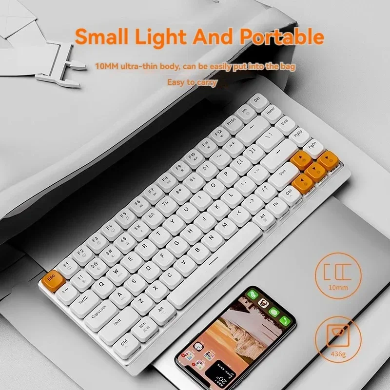 EWEADN MK84 Механическая клавиатура с низкой осью, портативная, с длительным сроком службы батареи, на заказ, 84 клавиши, офисная игровая клавиатура для ПК, аксессуары для ноутбуков