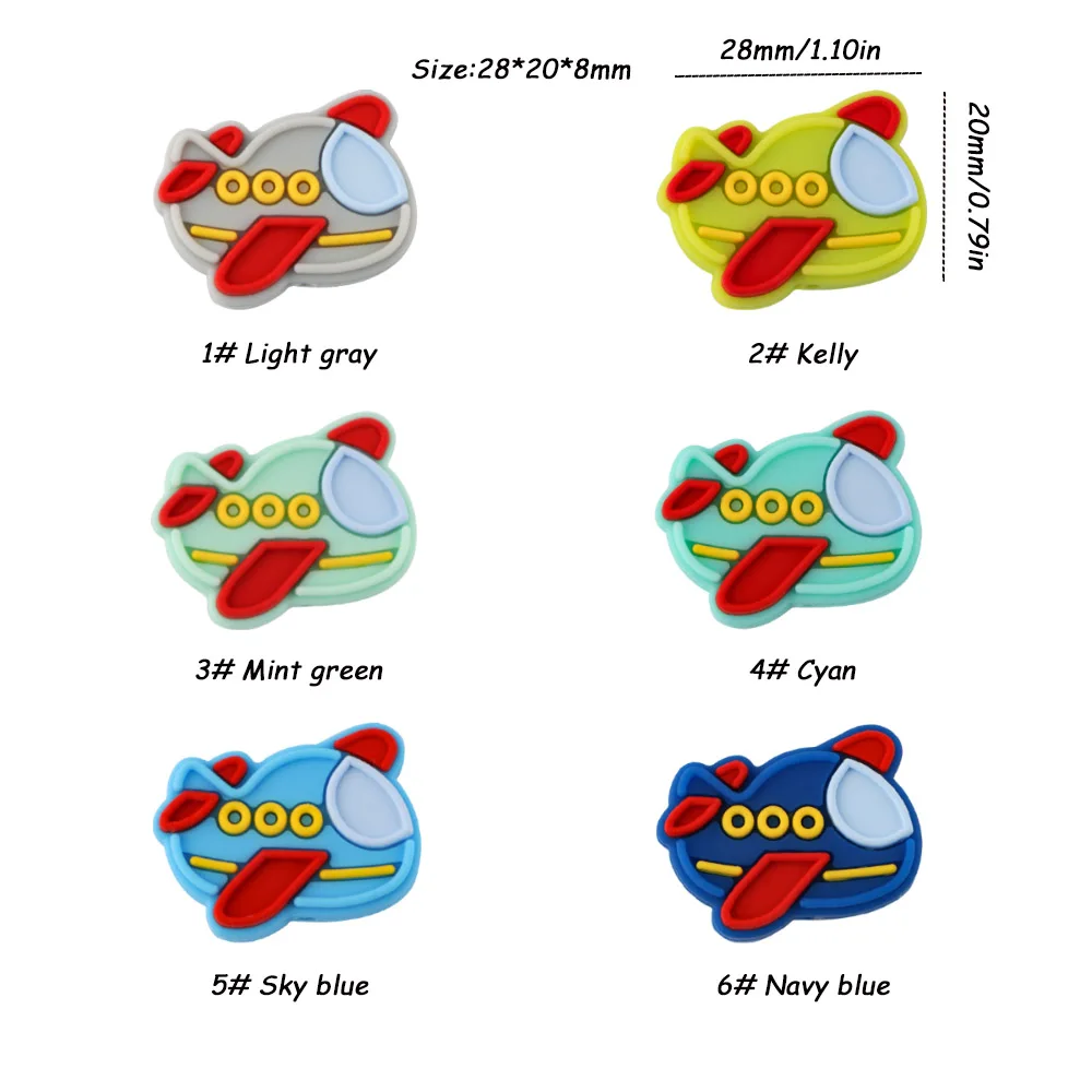 5/10Pcs 만화 실리콘 비즈 구름 요트 비행기 텐트 식품 학년 실리콘 포커스 비즈