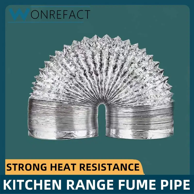 Kitchen Dryer Ventilation Duct Bendable Grease Hose Flexible Aluminium Foil Duct Insulated Air Duct High  Exhaust Hose 