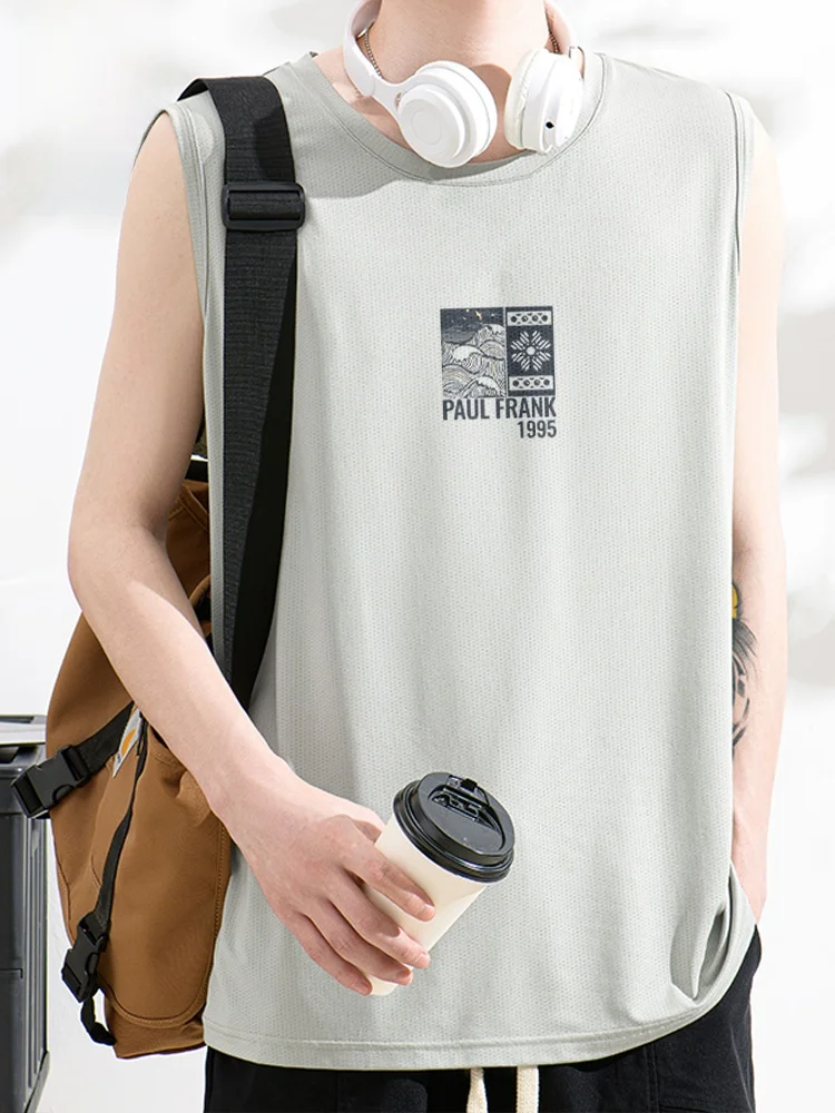 

Мужская летняя тонкая быстросохнущая майка-безрукавка из ледяного шелка, свободного кроя, с круглым вырезом, для фитнеса