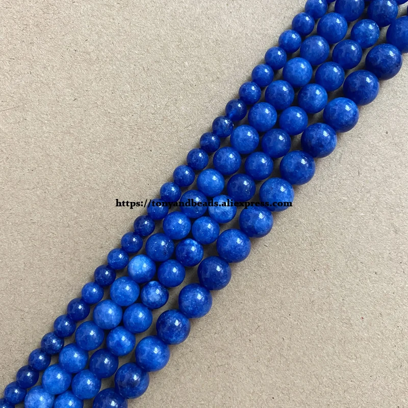 Natural A Quality Lapis Lazuli Color Blue Jade Stone Round Loose Beads 6 8 10MM Pick Size For Jewelry Making DIY