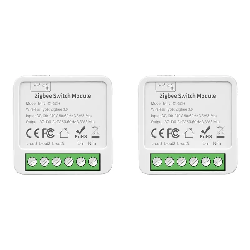 ABGR-2X Tuya Zigbee 3 CH DIY Smart Switch 3-Way Control Light Relay Smart Life Wireless Remote Control Zigbee Switch Module