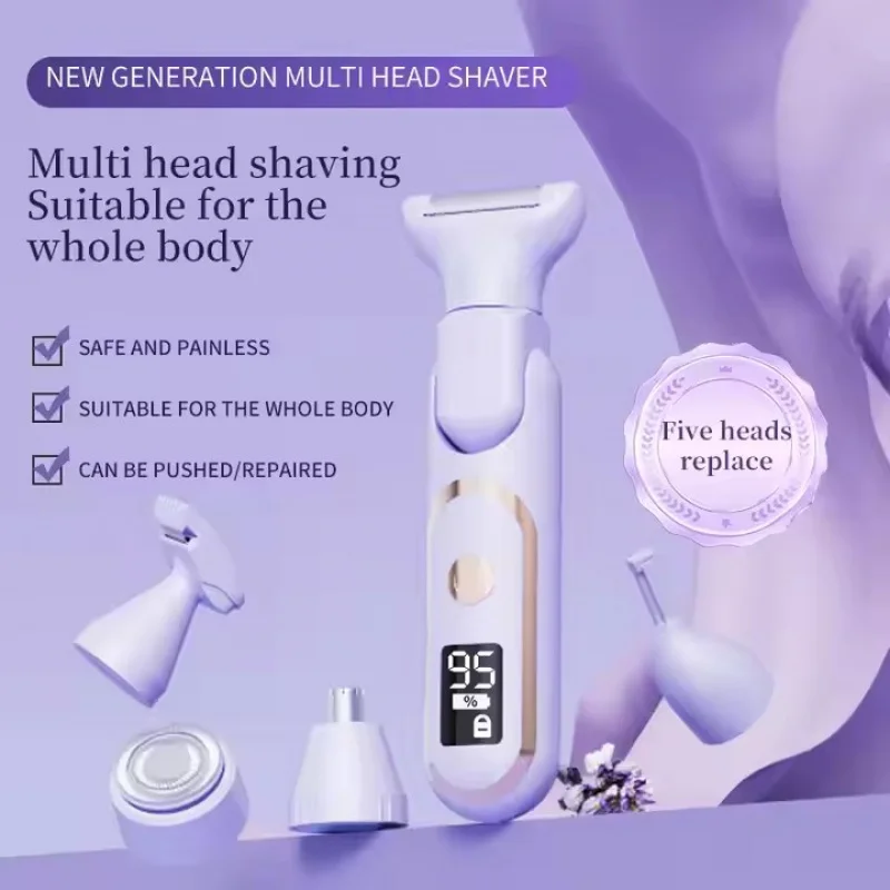 New 5 in 1 Electric Razor for Women Hair Removal for Body Nose Hair Trimmer Beauty Device