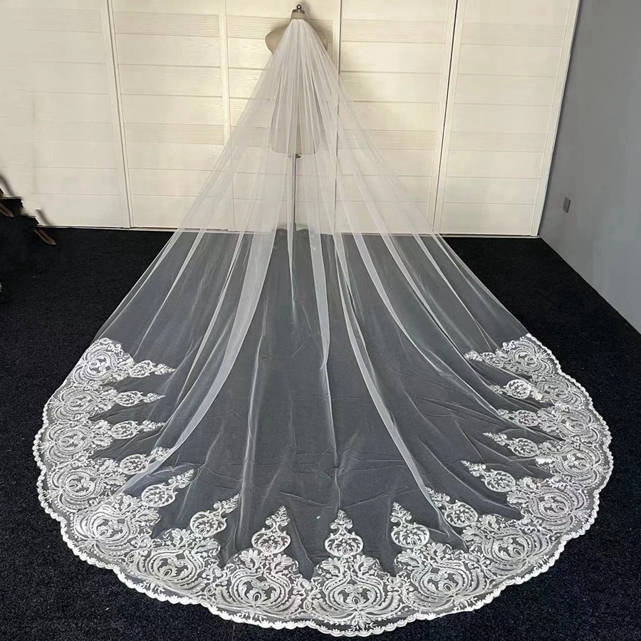 New Arrival White Ivory Cathedral wedding veils for Bride Wedding accessories Velos de novia Bridal veils boda Matrimonio welon