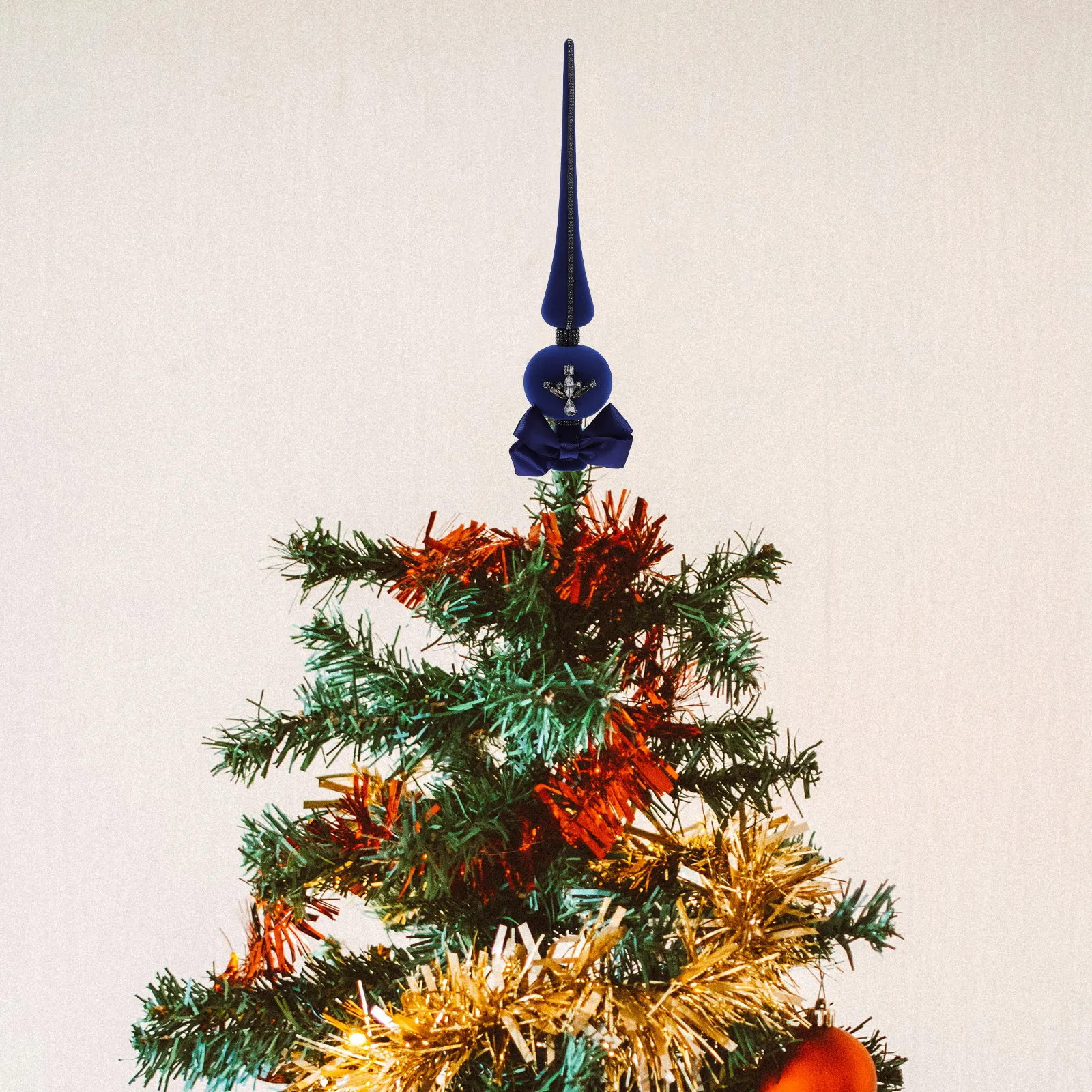 

Bling Rhinestone Ornament Festive Crystal Tree Topper Glitter Christmass Finial Cute Home Decor