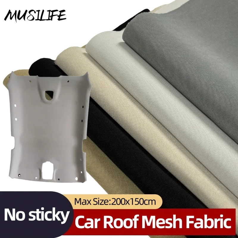 200×150CM Car Roof Cloth with Sponge Lining Car Mesh Fabric Non-Adhesive for Car Interior Material DIY Headliner Decoration