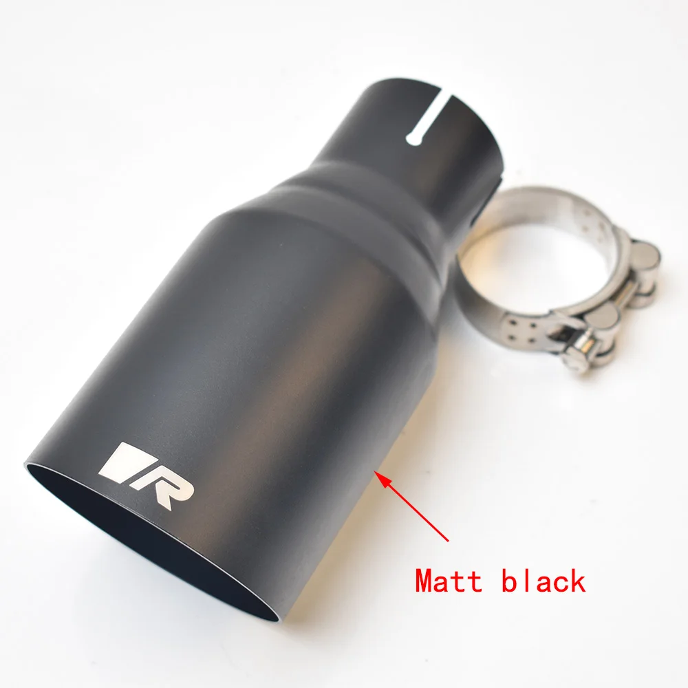 Rユニバーサルステンレス鋼車マフラーアクセサリーマットブラックスラッシュカットエンドパイプ自動車排気チップ