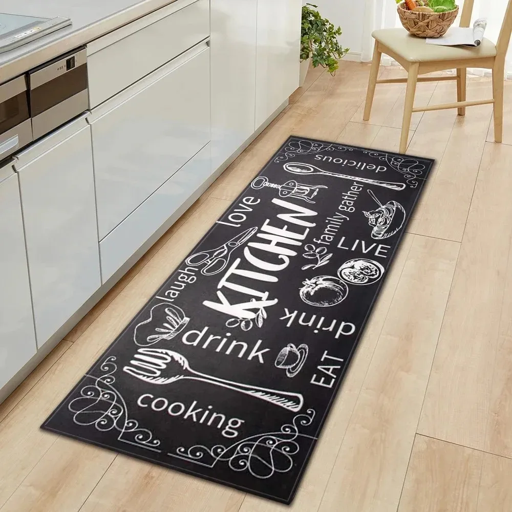 VIKAMA American Kitchenware, Letter Strip Carpet, Non Slip Kitchen Floor Mat, Corridor Decorative Floor Mat, Home Decoration