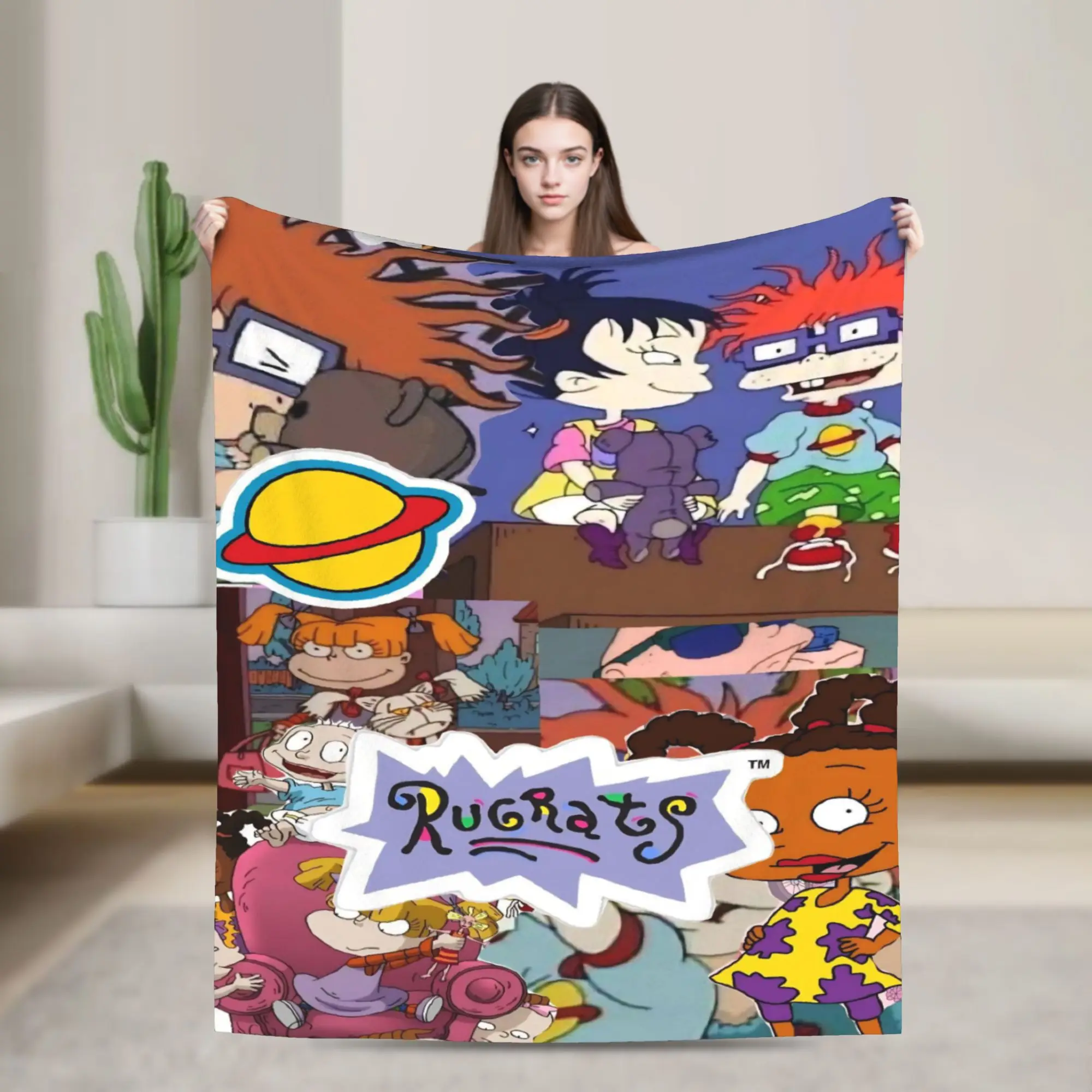 Cartoon R-Rugrats Blanket Multiple Sizes Super Soft Cozy  Throw Blankets for Couch Sofa and Bed
