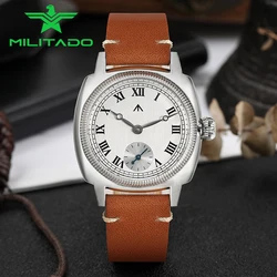 Militado 36mm Dress Watch 316L Steel Sapphire Crystal Sub-Dial Cathedral Heat Treated Blue Hands Retro Luminous Mechaincal Watch