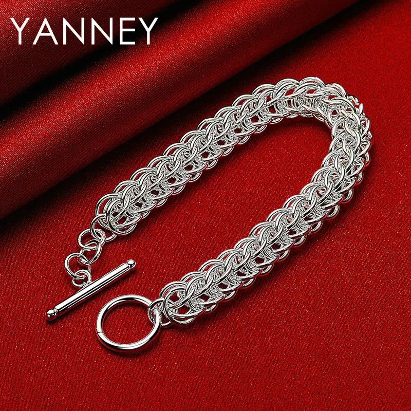 

Fine 925 Sterling Silver 8 Inches Braided TO Bracelet Women Men Fashion Wedding Engagement Party Gift Jewelry Charm