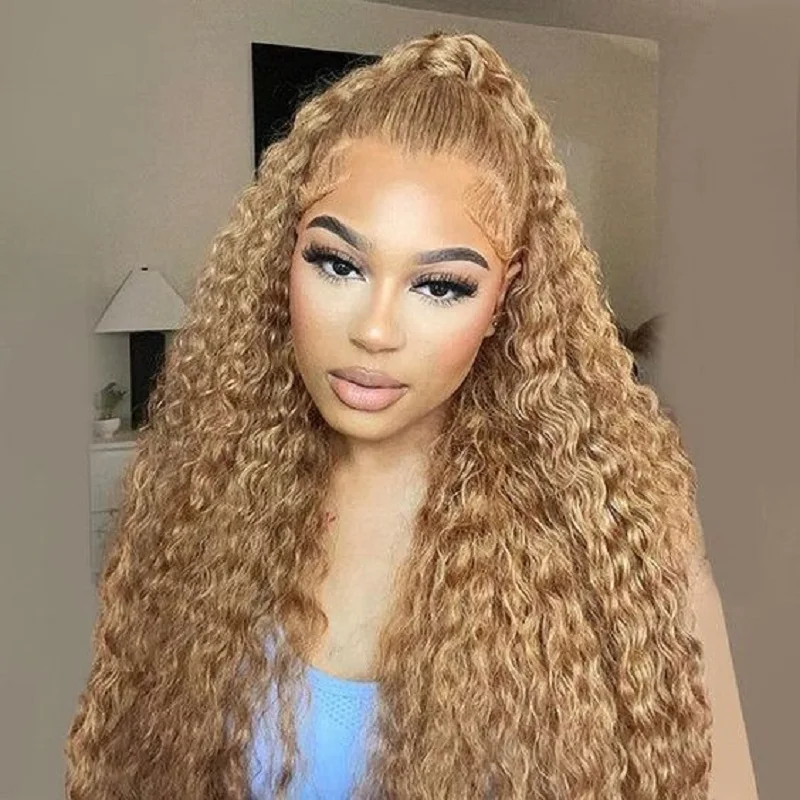 

250 Density 30/40 inch 13x4 HD Lace Frontal Wigs for Women Straight 13x6 HD Lace Front Hair 27# Honey Blonde Colored Glueless