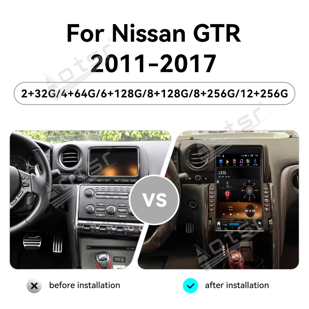 13.6 ''أندرويد 14 راديو السيارة لنيسان GTR 2011-2017 مشغل وسائط متعددة شاشة نظام تحديد المواقع والملاحة 4G واي فاي DSP اكسسوارات السيارات ستيريو