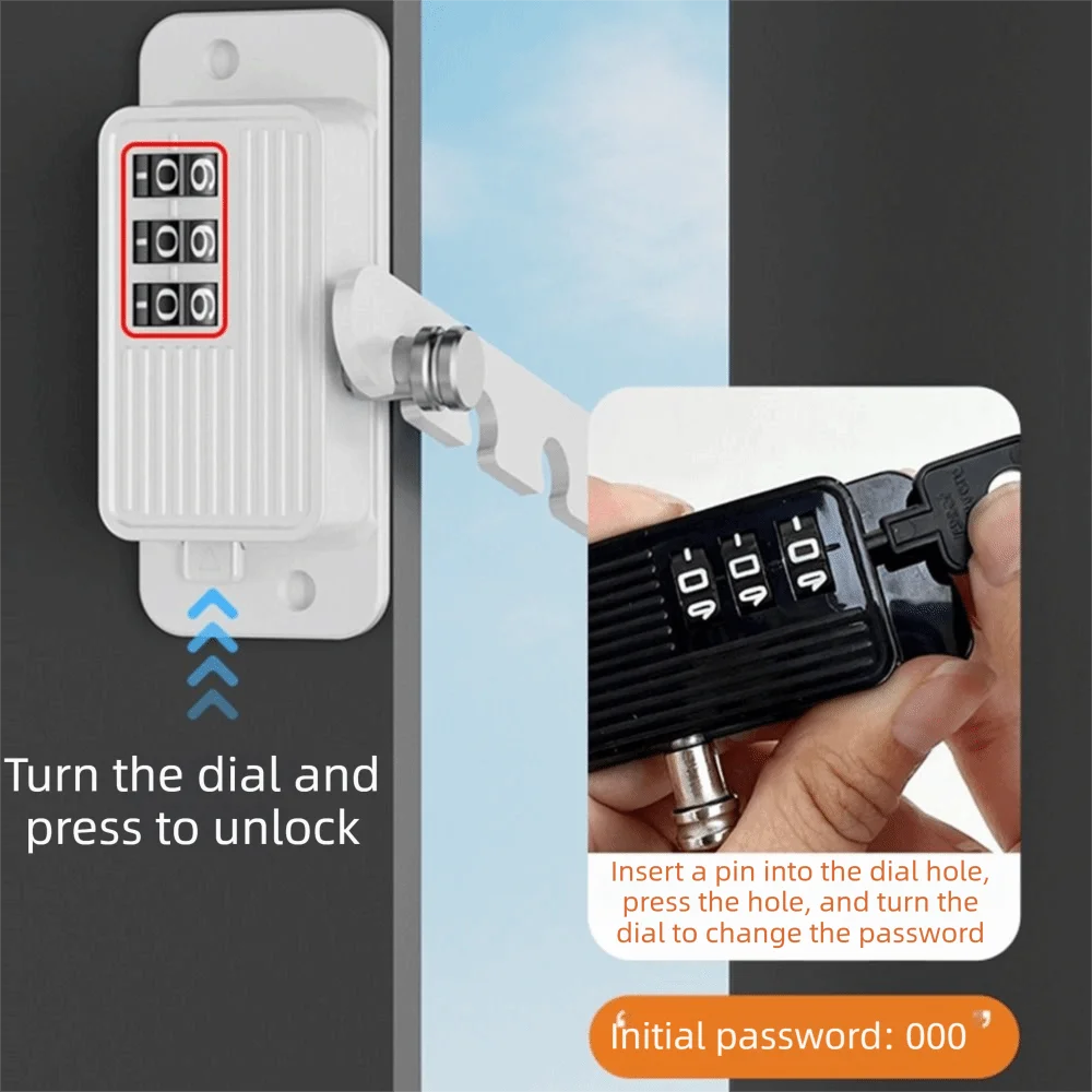 Self-adhesive Window Safety Lock Punch-free Anti-pinch Coded Lock System Rust-proof Strong Fixation Digital Password Lock